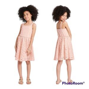 Zenzi Girls' Lace Sleeveless Dress Dusty Blush Pink Size L (10/12)